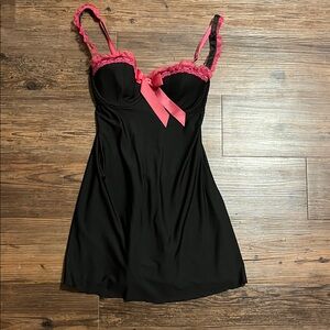 Victoria's Secret Black Chemise with Pink Lace
